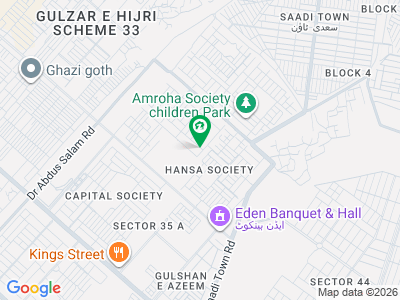 سومرا سوسائٹی سکیم 33,کراچی میں 1 کنال رہائشی پلاٹ 4.25 کروڑ میں برائے فروخت۔