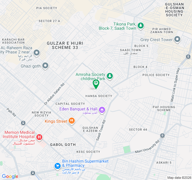 سومرا سوسائٹی سکیم 33,کراچی میں 1 کنال رہائشی پلاٹ 4.25 کروڑ میں برائے فروخت۔