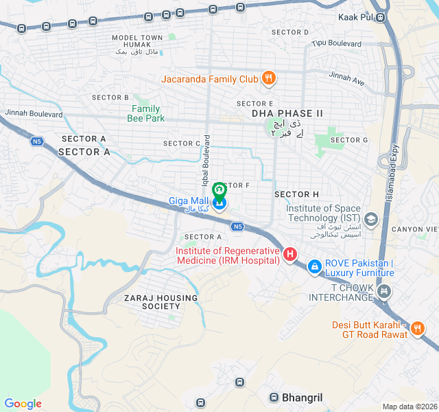 COMMERCIAL PLOTS FOR SALE IN DHA PHASE 2 ON GT ROAD map