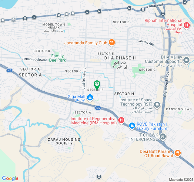 Prime Street 17 Wide Road Residential Plot For Sale In Sector F Excellent Location,Heighted Location map