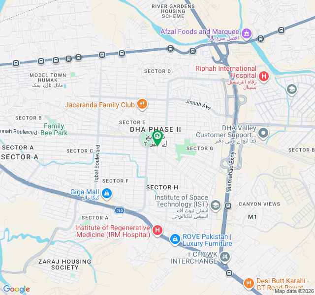 Prime Plot for Sale in DHA 2 Sector G Lane 2 Near Central Park map