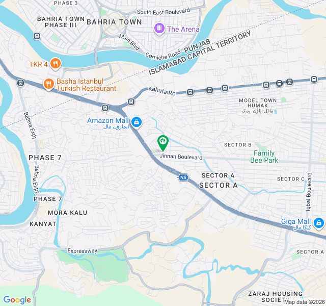 Dha Phase 2 Islamabad 1 Kanal Plot For Sale In Sector A Jinnah Blvd map