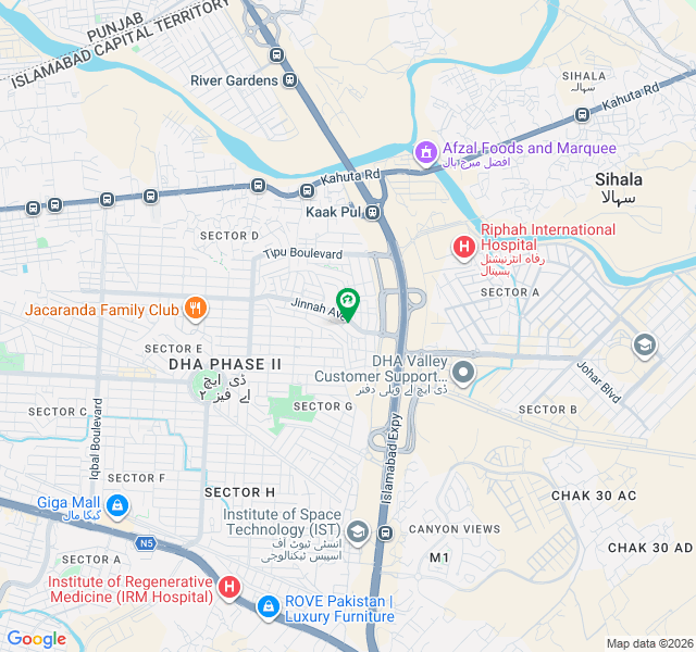 DHA PHASE 2 ISLAMABAD map