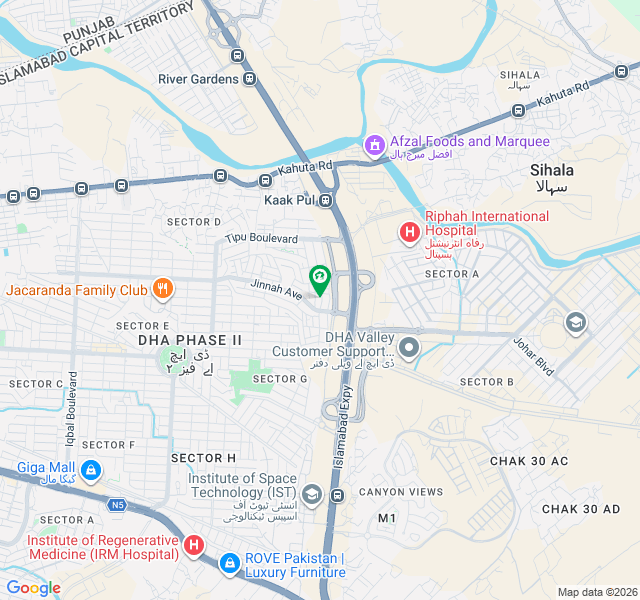 DHA PHASE 2 ISLAMABAD map
