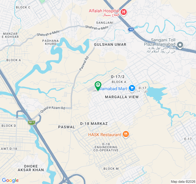 ڈی ۔ 18 اسلام آباد میں 1 کنال رہائشی پلاٹ 1.4 کروڑ میں برائے فروخت۔